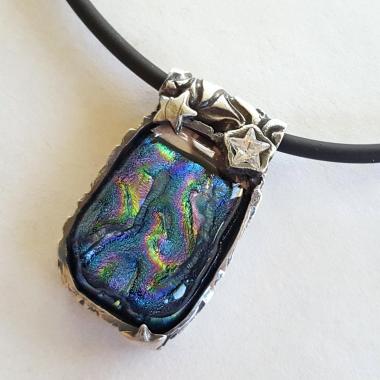 Dichroic Glass and Silver Pendant