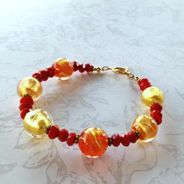 Chunky Red & Gold Bracelet