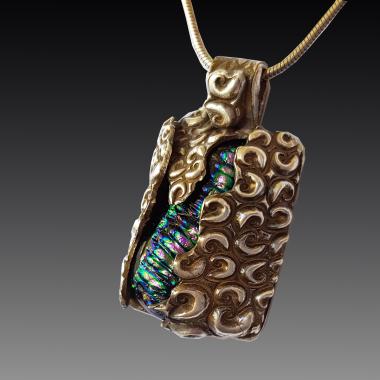 Dichroic and Silver Pendant Necklace