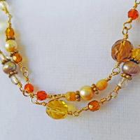 Beaded Chain, Gold Filled, Autumn Colors
