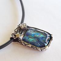 Dichroic Glass and Silver Pendant