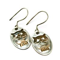 Owl Earrings, Fine Silver, Sterling Silver Ear Wires