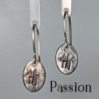 Chinese Character Earrings, Sterling Silver, Artisan Ear Wires