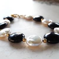 Coin Pearl and Pyrite Bracelet