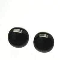 Black Stud Earrings, Sterling Silver Posts, Fused Glass 