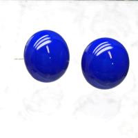 Navy Blue Stud Earrings, Sterling Silver Post, Fused Glass