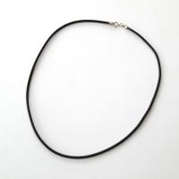 Black Rubber Cord Necklace, 2mm, Interchangeable, Sterling Silver Clasp, 16", 18", 20", 22", 24"