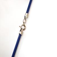 Blue Rubber Cord Necklace, 2mm, Sterling Clasp, Interchangeable, 16", 18", 20", 22", 24"