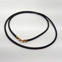 Black Rubber Cord Necklace, 2mm, Gold Filled Clasp, Interchangeable, 16", 18", 20", 22"; 24"