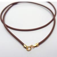 Brown Rubber Cord Necklace, 2mm, Interchangeable, Gold Filled Clasp, 16", 18", 20", 22"; 24"