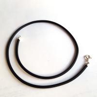 Black Rubber Cord Necklace, 3mm, Interchangeable, Sterling Silver Clasp, 16", 18", 20", 22", 24"