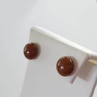 Brown Stud Earrings, Sterling Silver Posts, Fused Glass