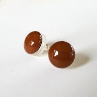 Brown Stud Earrings, Sterling Silver Posts, Fused Glass