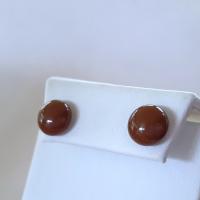 Brown Stud Earrings, Sterling Silver Posts, Fused Glass