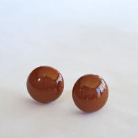 Brown Stud Earrings, Sterling Silver Posts, Fused Glass