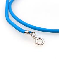 Turquoise Rubber Cord Necklace, 3mm, Interchangeable, Sterling Silver Clasp, 16", 18", 20", 22", 24"