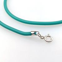 Seafoam Green Rubber Cord Necklace, 3mm, Sterling Silver Clasp, Teal, Interchangeable, 16", 18", 20", 22", 24"