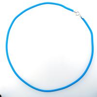 Turquoise Rubber Cord Necklace, 3mm, Interchangeable, Sterling Silver Clasp, 16", 18", 20", 22", 24"