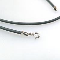 Grey Rubber Cord Necklace, 2mm, Sterling Clasp, Interchangeable, 16", 18", 20", 22", 24"