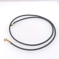 Grey Rubber Cord Necklace, 2 mm, Gold Filled Clasp, Interchangeable, 16", 18", 20", 22", 24"