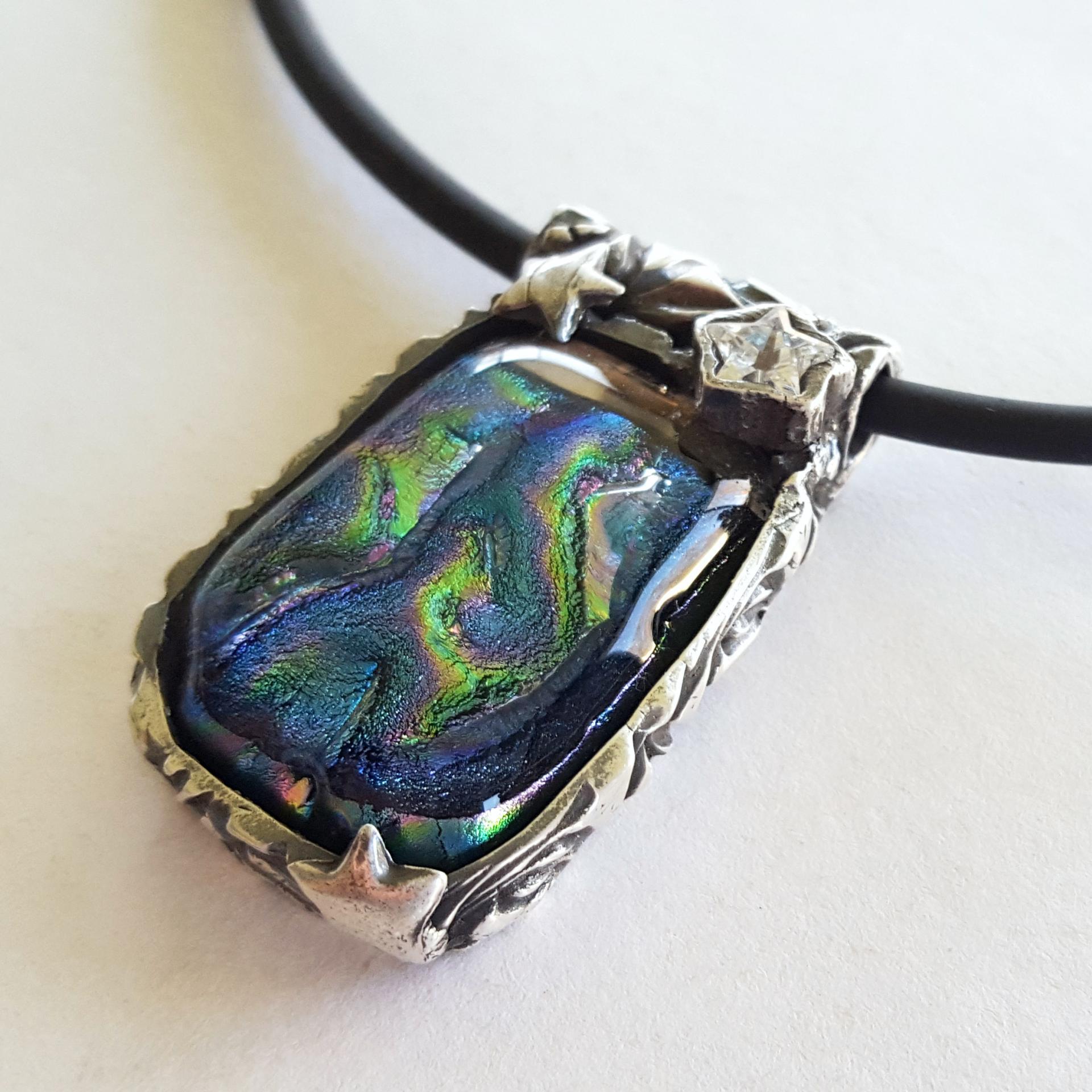 Dichroic Glass and Silver Pendant
