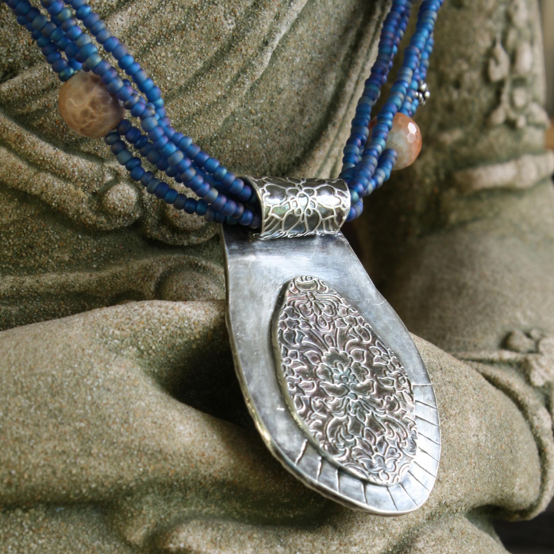 Desert Rain Necklace, Silver Pendant, OOAK