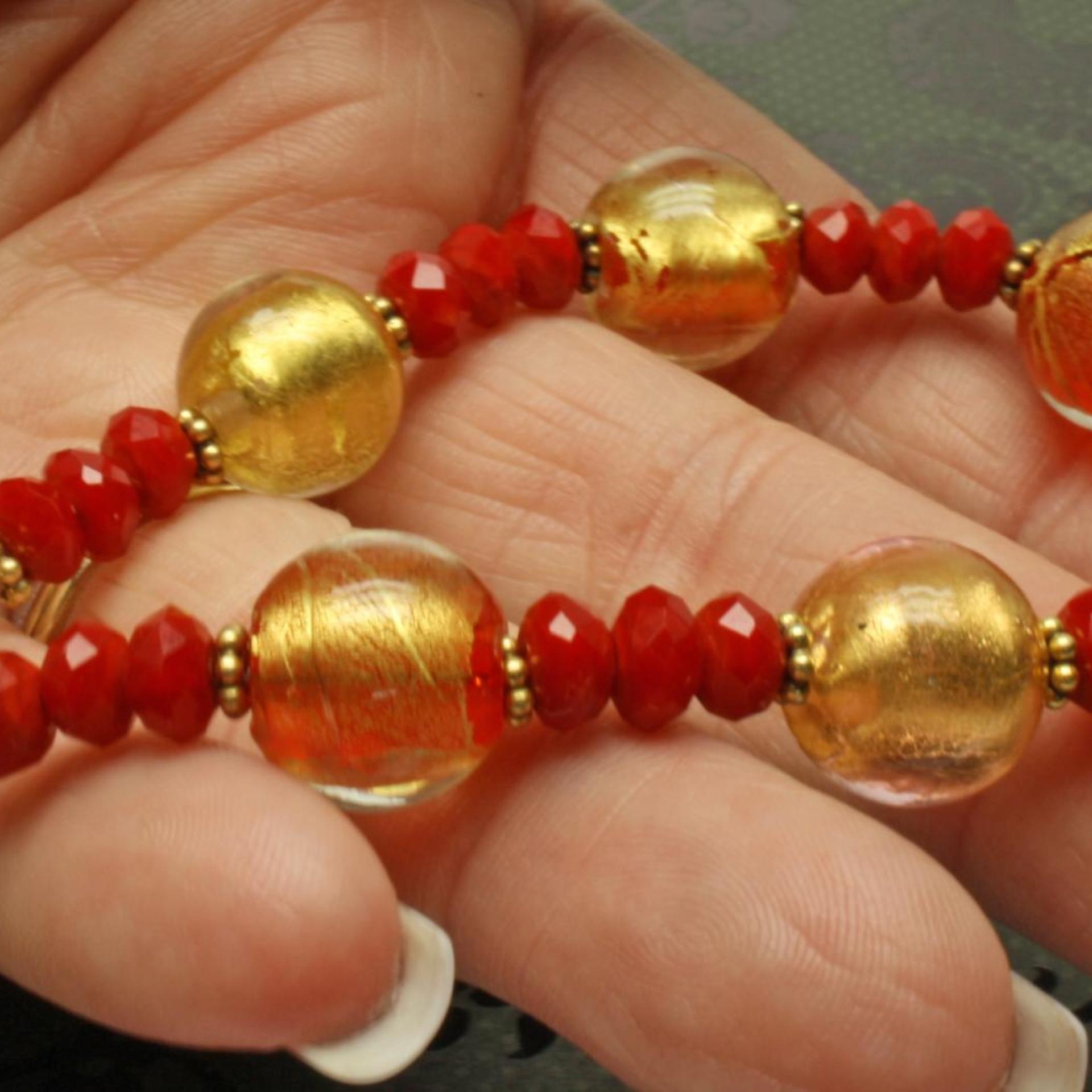 Chunky Red & Gold Bracelet