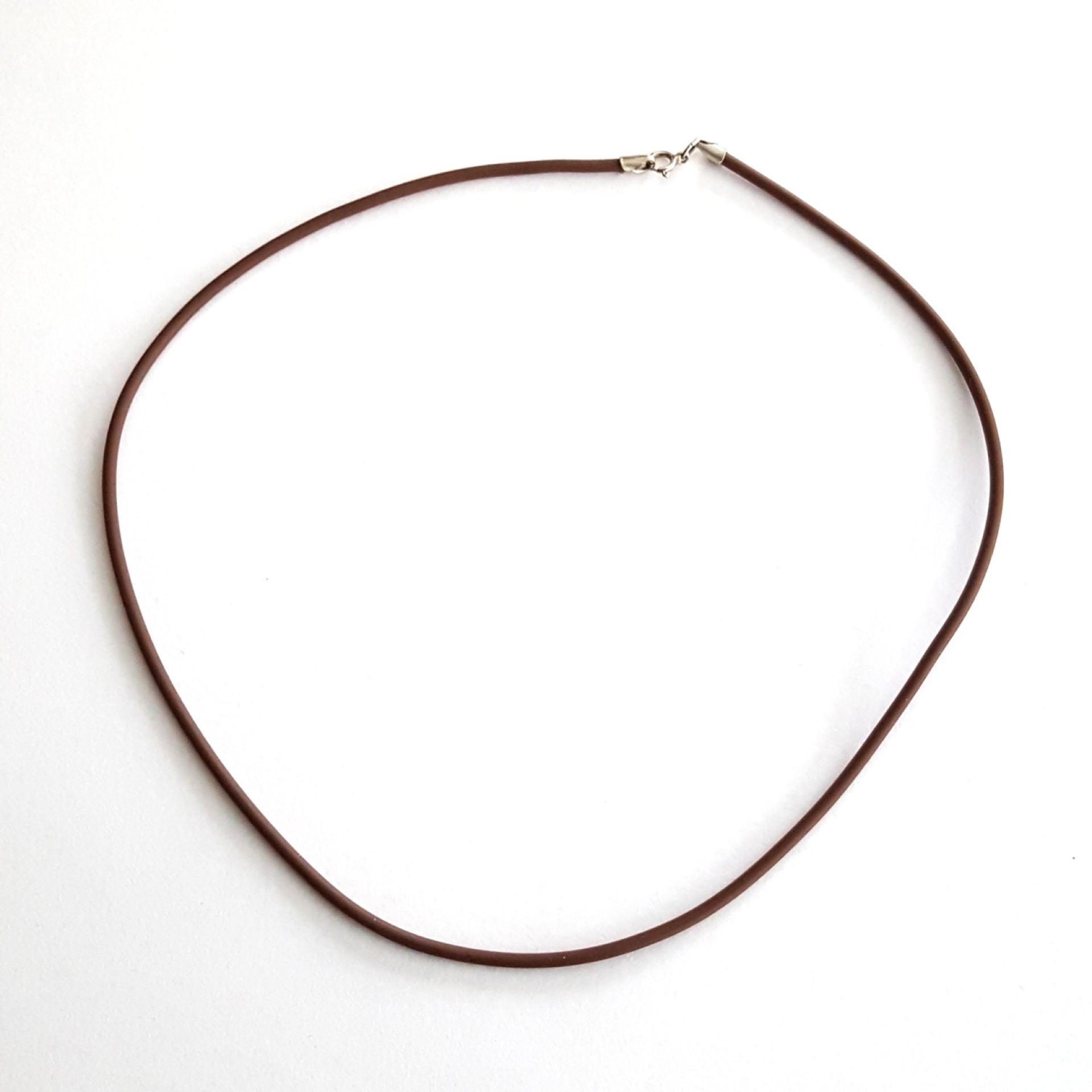 Brown Rubber Cord Necklace, 2mm, Sterling Clasp, Interchangeable, 16", 18", 20", 22", 24"