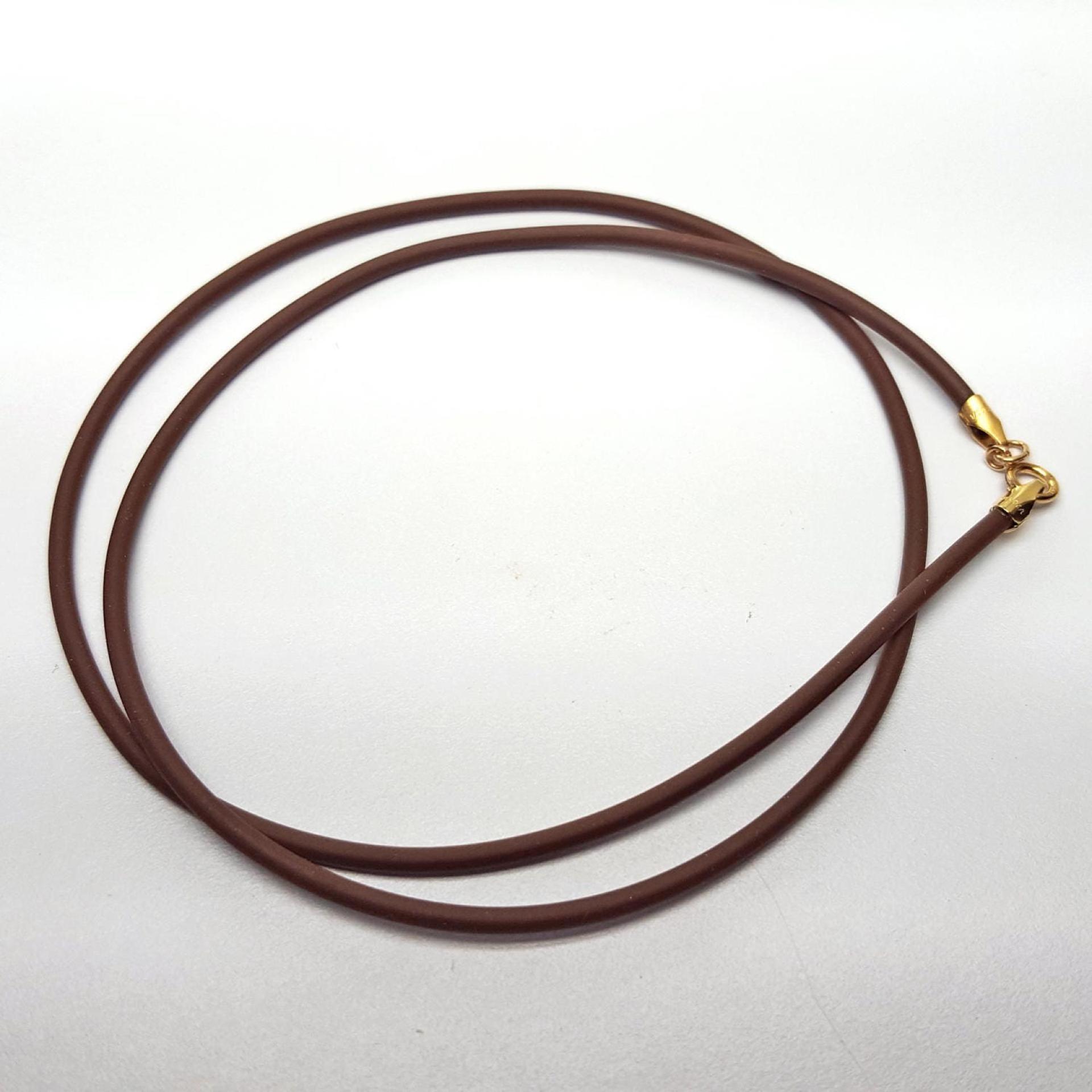 Brown Rubber Cord Necklace, 2mm, Interchangeable, Gold Filled Clasp, 16", 18", 20", 22"; 24"