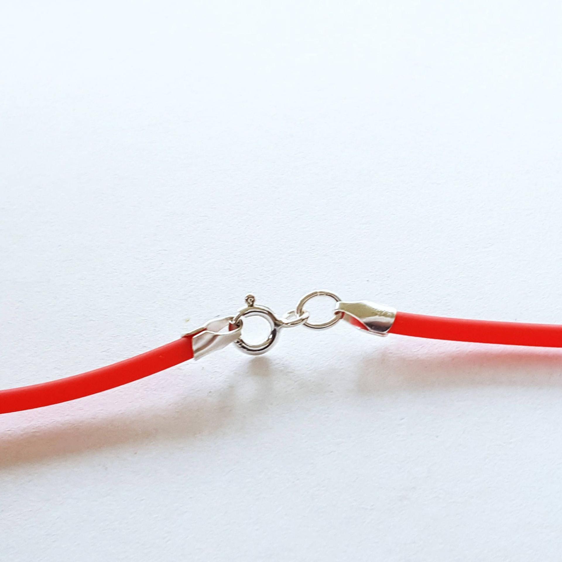 Red Rubber Cord Necklace, 2mm, Sterling Clasp, Interchangeable, 16", 18", 20", 22", 24"