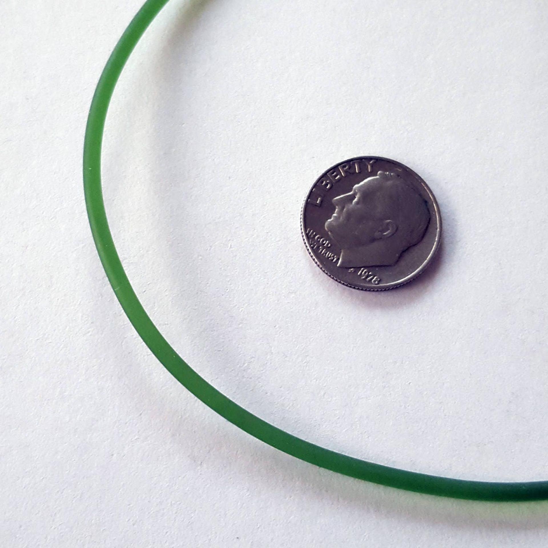 Green Rubber Cord Necklace, 2mm, Sterling Silver Clasp, Interchangeable, 16", 18", 20", 22", 24"
