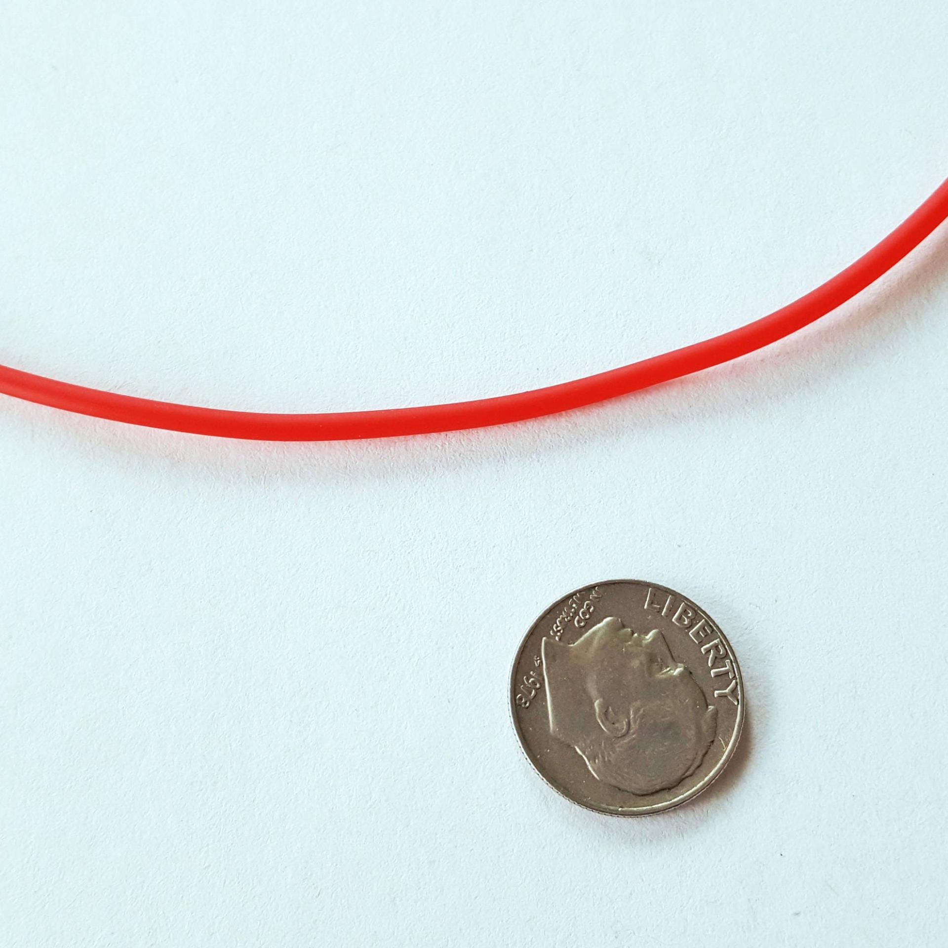 Red Rubber Cord Necklace, 2mm, Sterling Clasp, Interchangeable, 16", 18", 20", 22", 24"