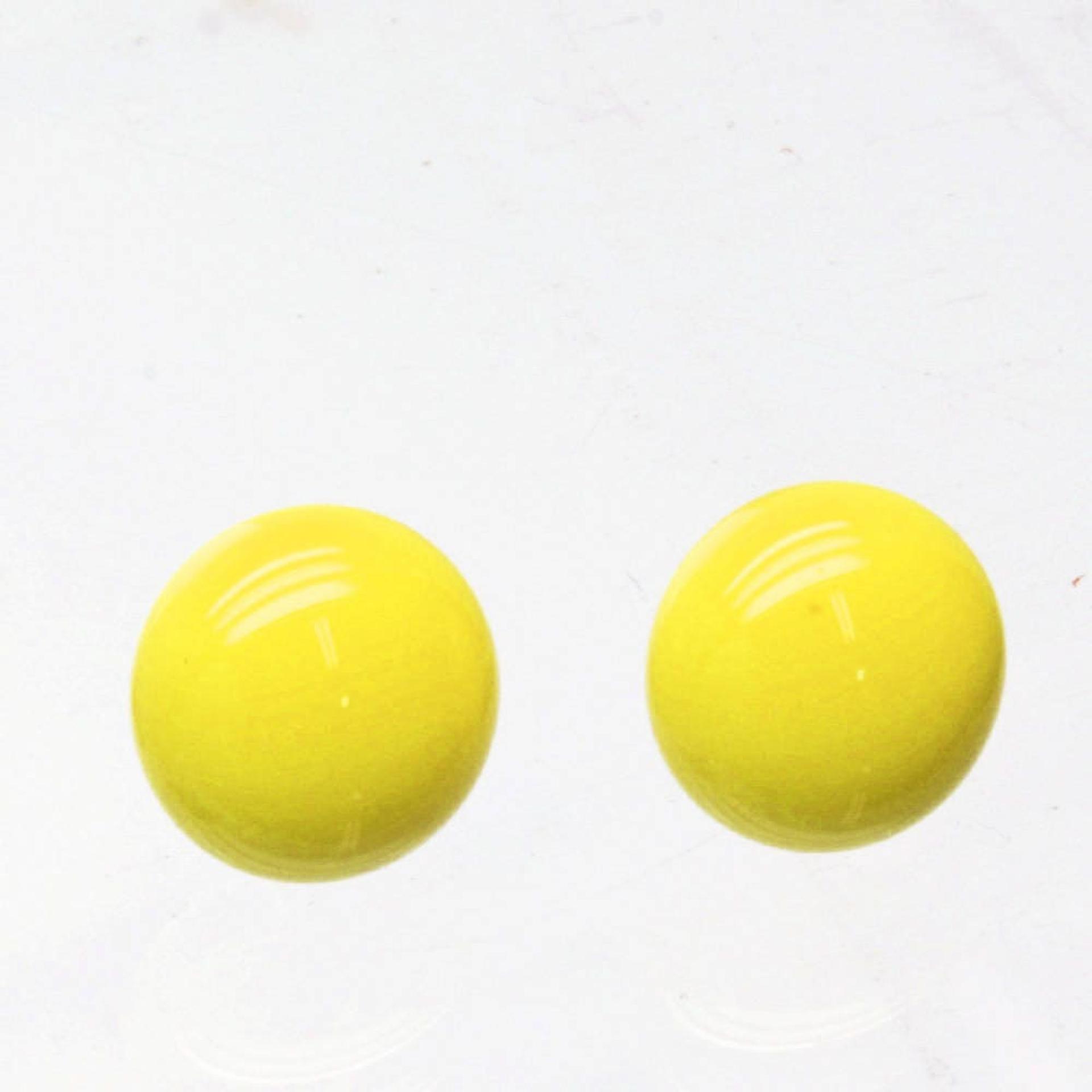 Yellow Stud Earrings, Sterling Silver Posts, Fused Glass