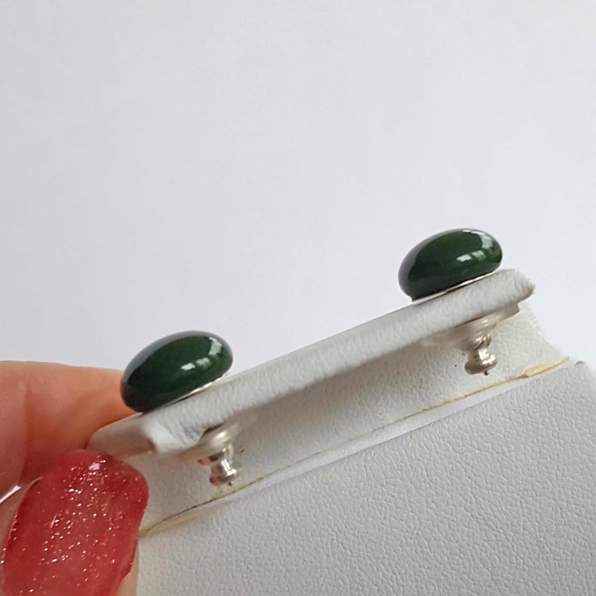 Green Stud Earrings, Fused Glass, Sterling Silver Posts