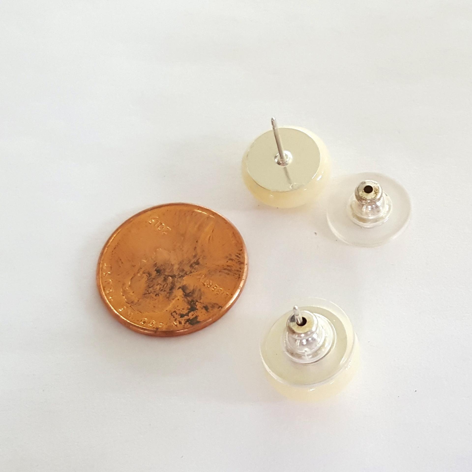 Ivory Stud Earrings, Sterling Silver Posts, Fused Glass