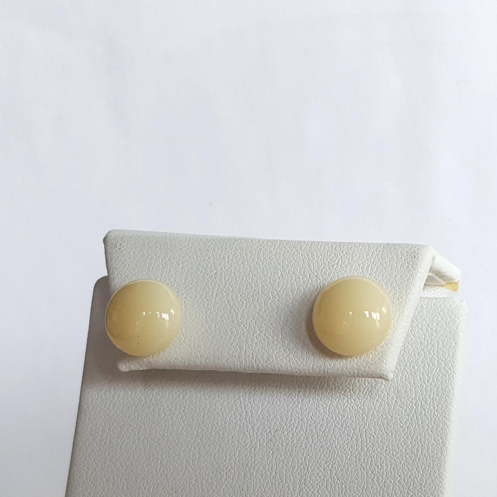 Ivory Stud Earrings, Sterling Silver Posts, Fused Glass