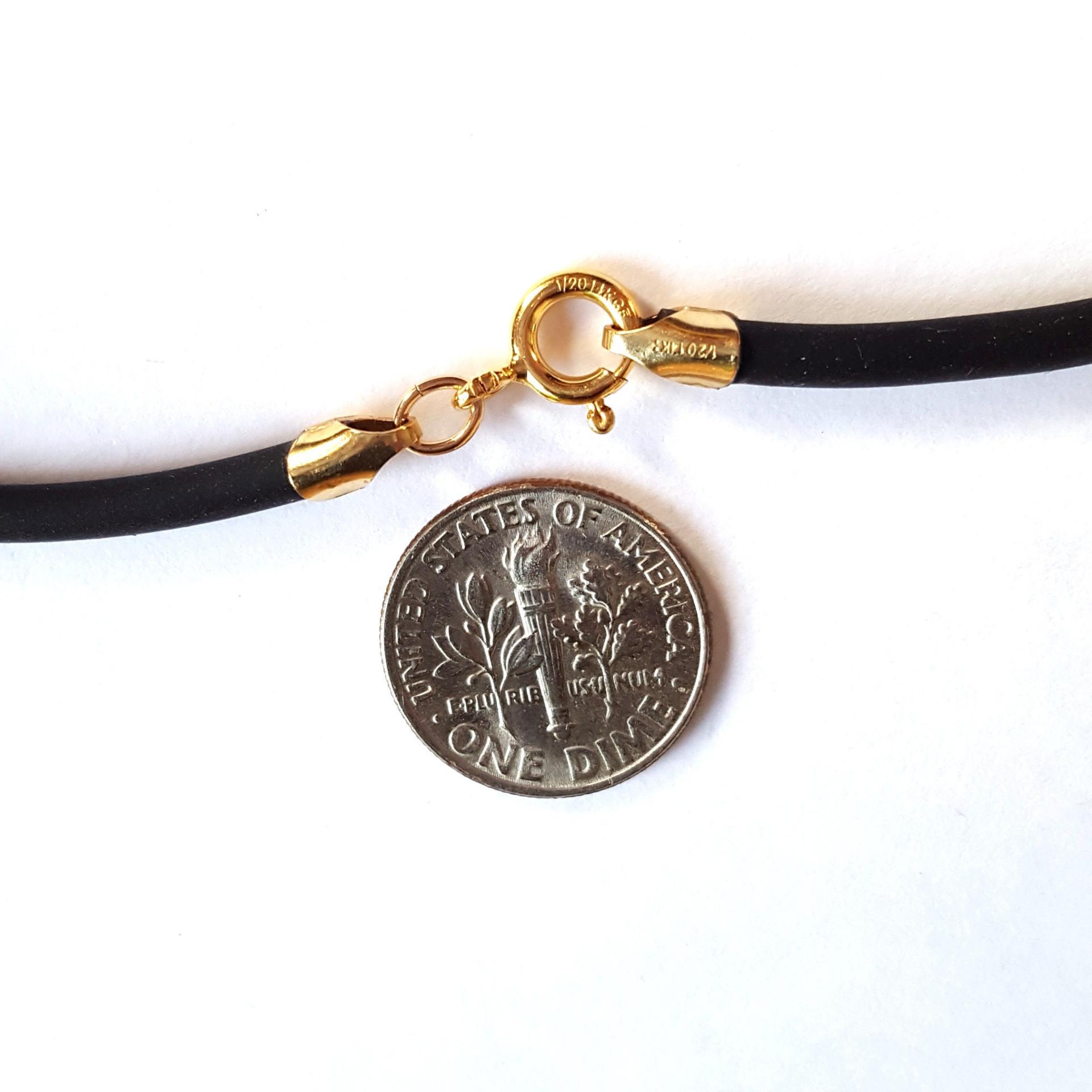 Black Rubber Cord Necklace, 3mm, Gold Filled Clasp, Interchangeable, 16", 18", 20", 22", 24"