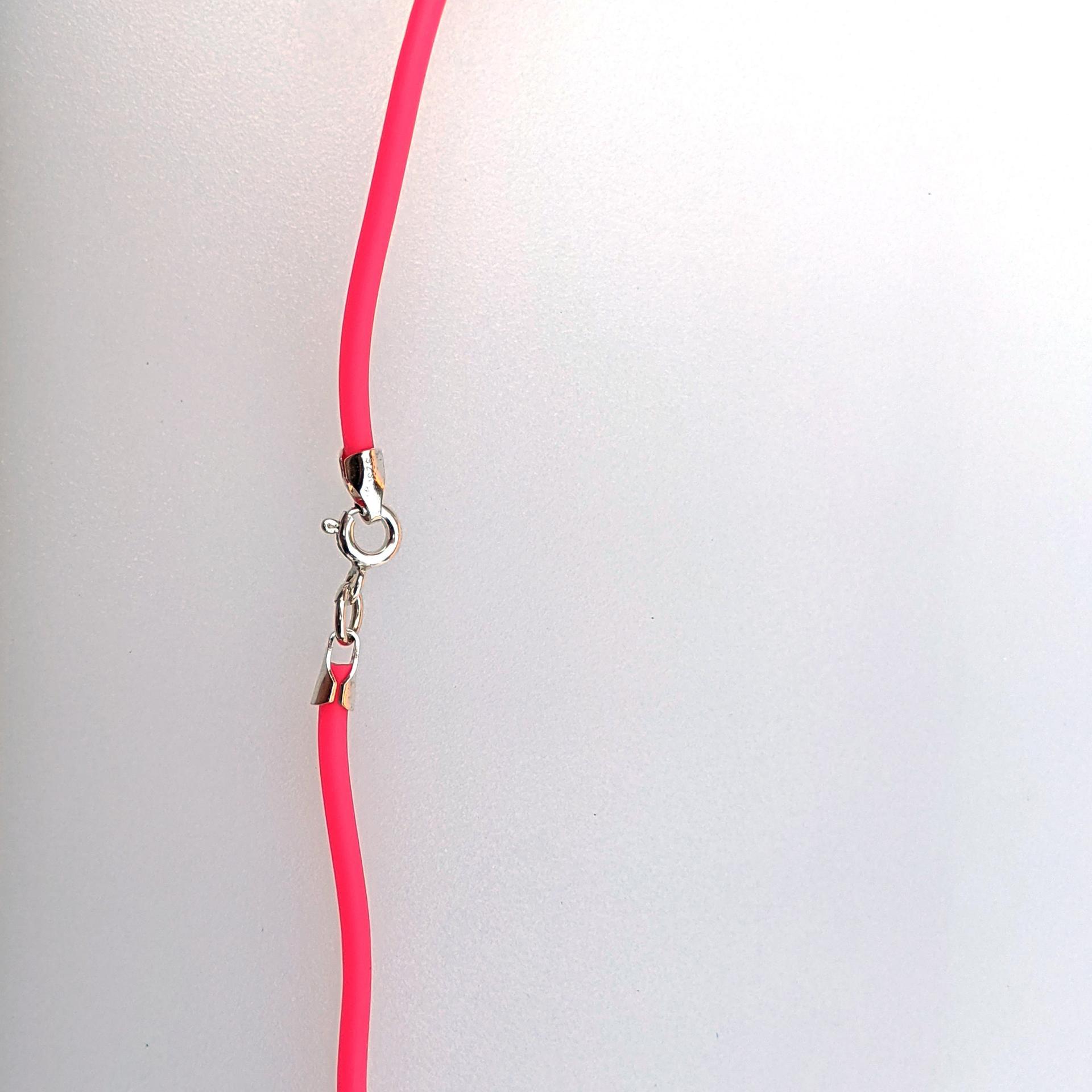 Hot Pink Rubber Cord Necklace, 2mm, Sterling Clasp, Interchangeable, 16", 18", 20", 22", 24"