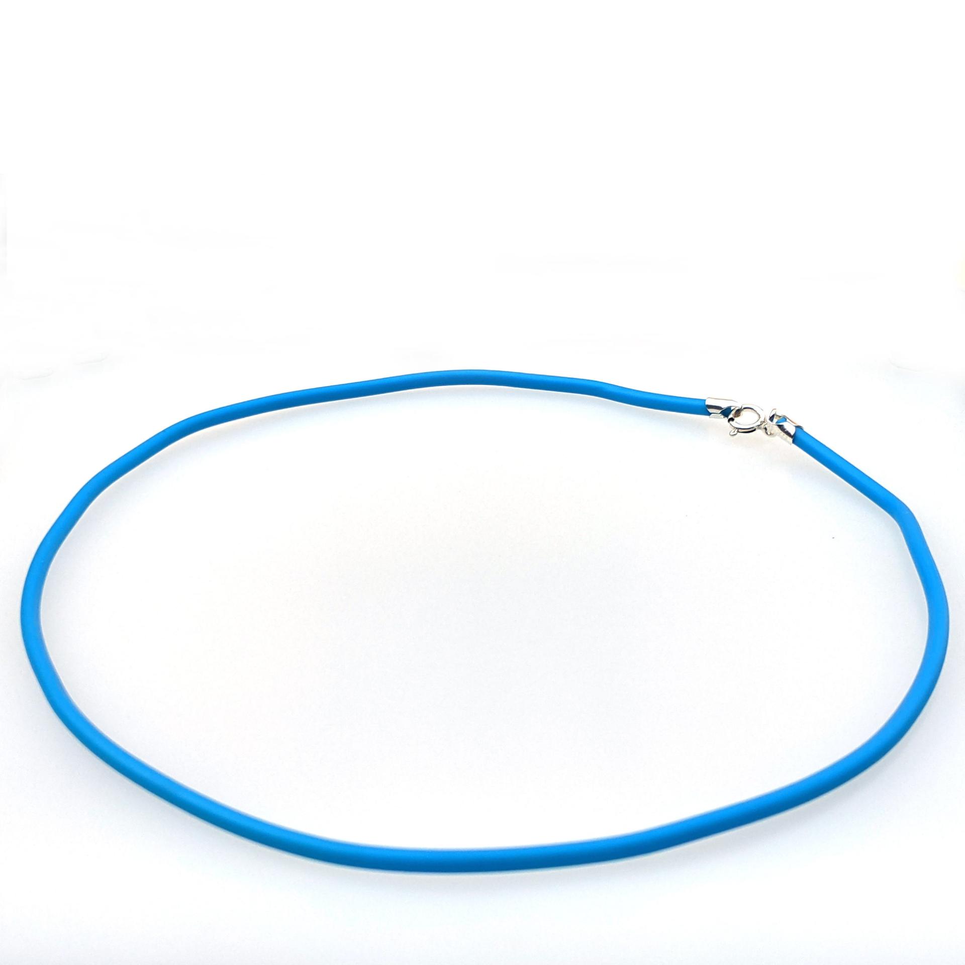 Turquoise Rubber Cord Necklace, 3mm, Interchangeable, Sterling Silver Clasp, 16", 18", 20", 22", 24"