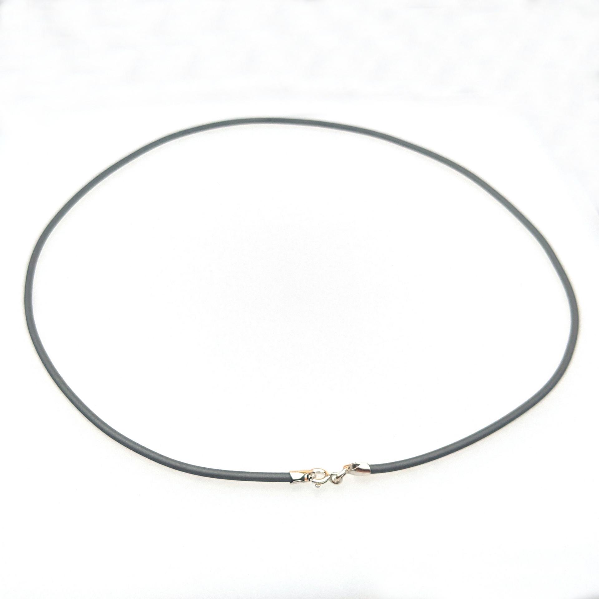 Grey Rubber Cord Necklace, 2mm, Sterling Clasp, Interchangeable, 16", 18", 20", 22", 24"