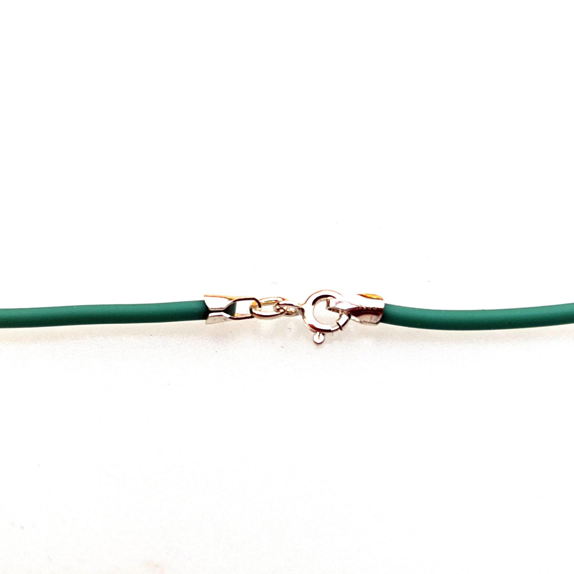 Seafoam Green Rubber Cord Necklace, 2mm, Sterling Clasp, Interchangeable, Teal, 16", 18", 20", 22", 24"