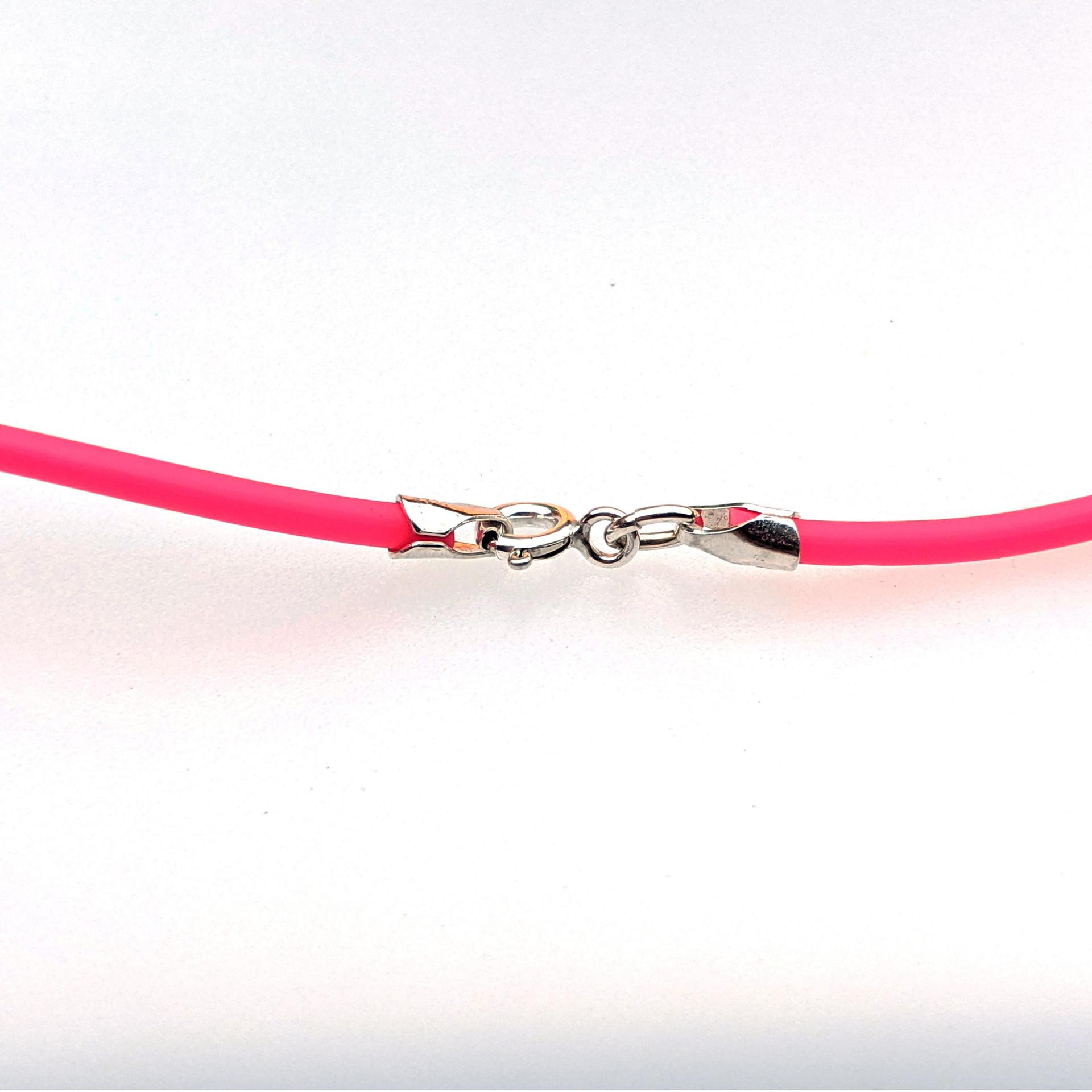 Hot Pink Rubber Cord Necklace, 2mm, Sterling Clasp, Interchangeable, 16", 18", 20", 22", 24"