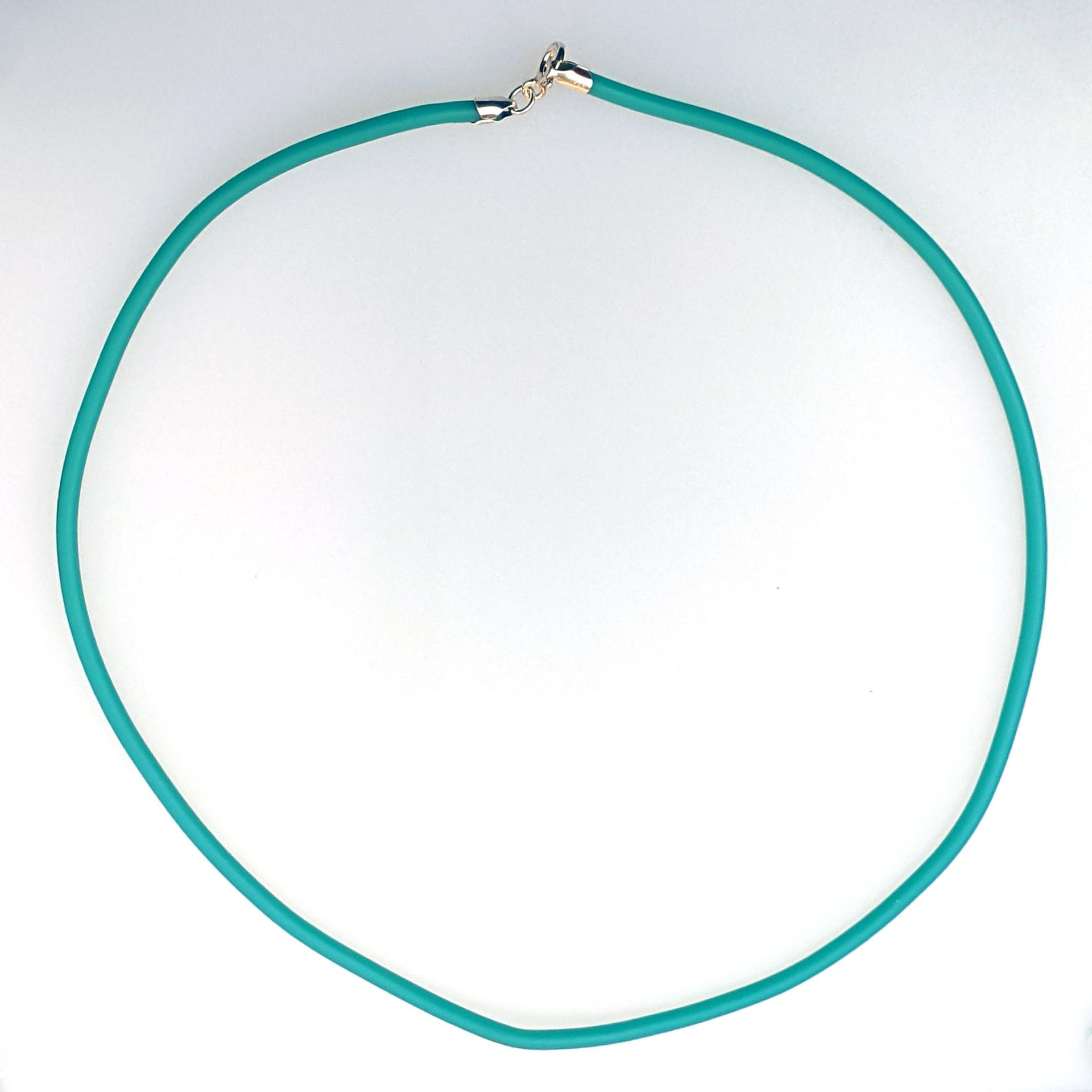 Seafoam Green Rubber Cord Necklace, 3mm, Sterling Silver Clasp, Teal, Interchangeable, 16", 18", 20", 22", 24"