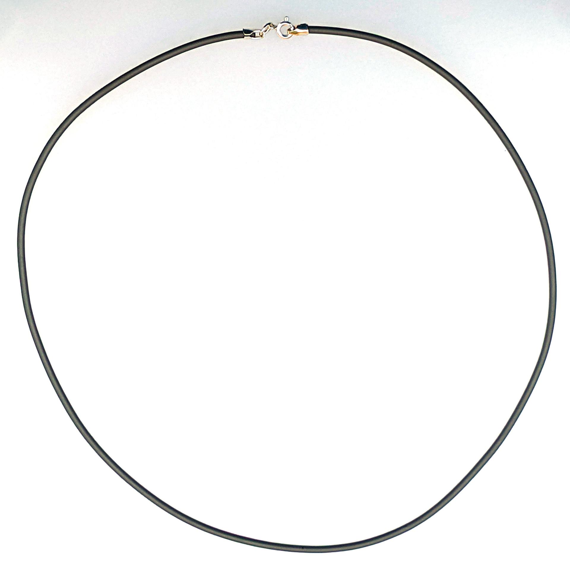 Grey Rubber Cord Necklace, 2mm, Sterling Clasp, Interchangeable, 16", 18", 20", 22", 24"