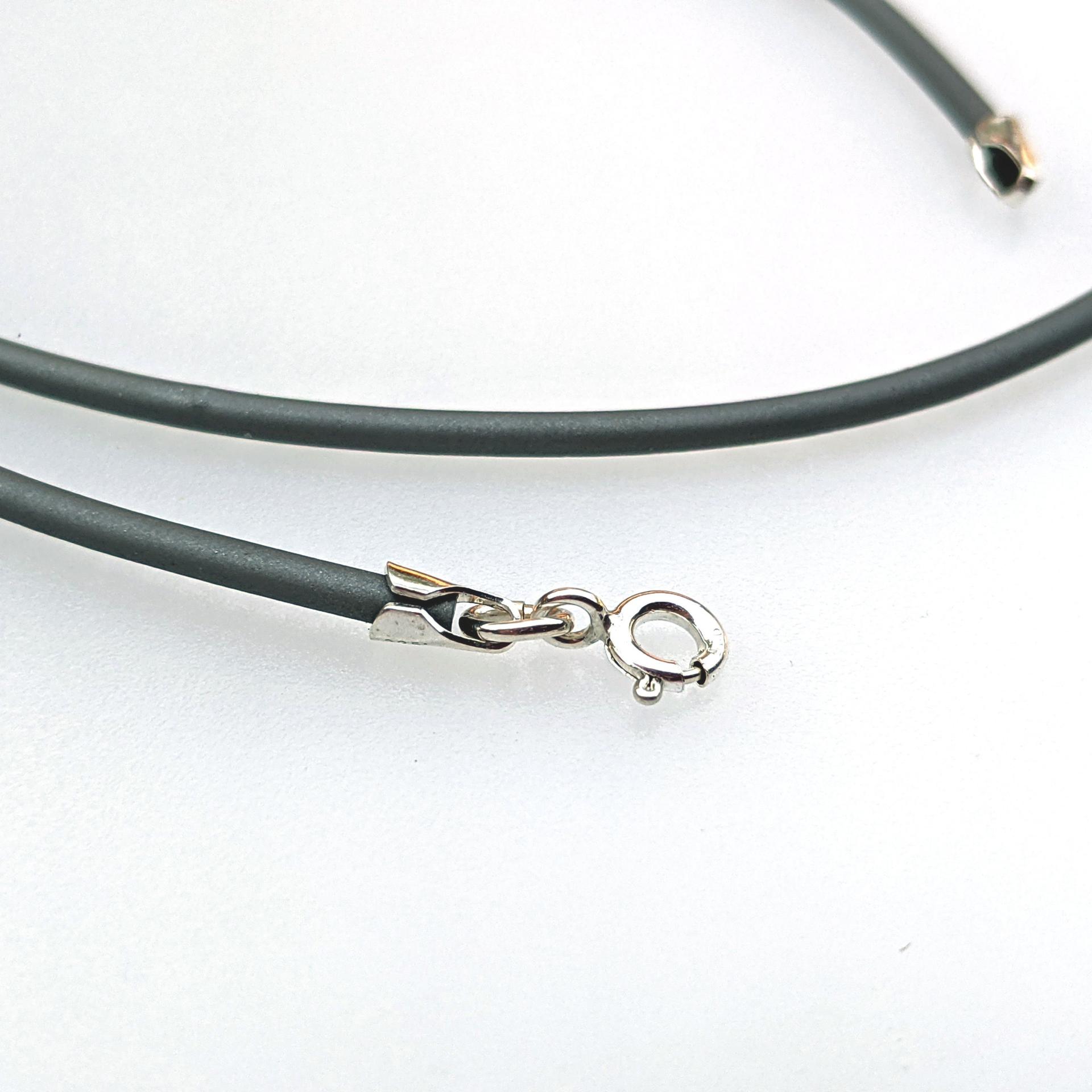 Grey Rubber Cord Necklace, 2mm, Sterling Clasp, Interchangeable, 16", 18", 20", 22", 24"