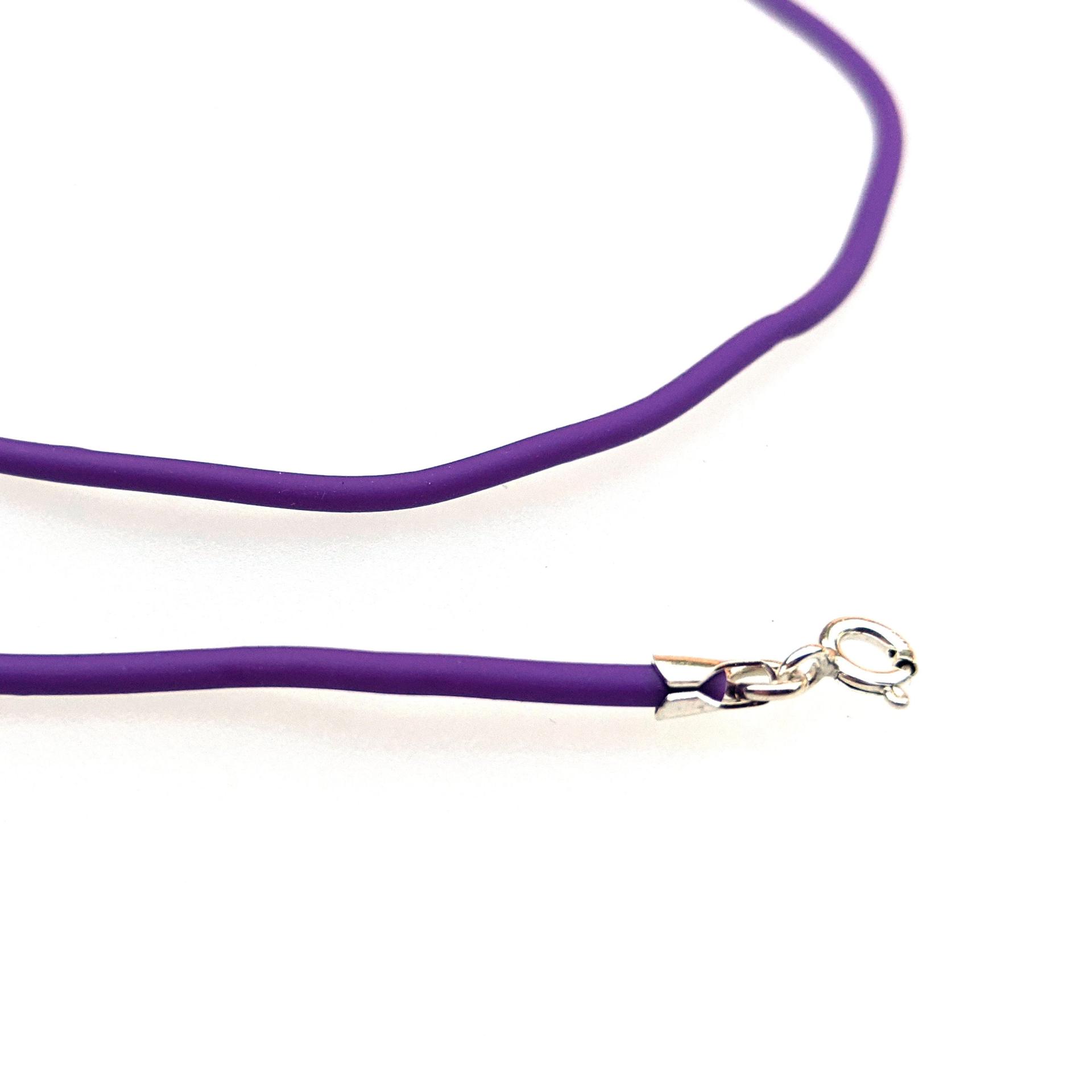 Purple Rubber Cord Necklace, 2mm, Sterling Clasp, Interchangeable, 16", 18", 20", 22", 24"