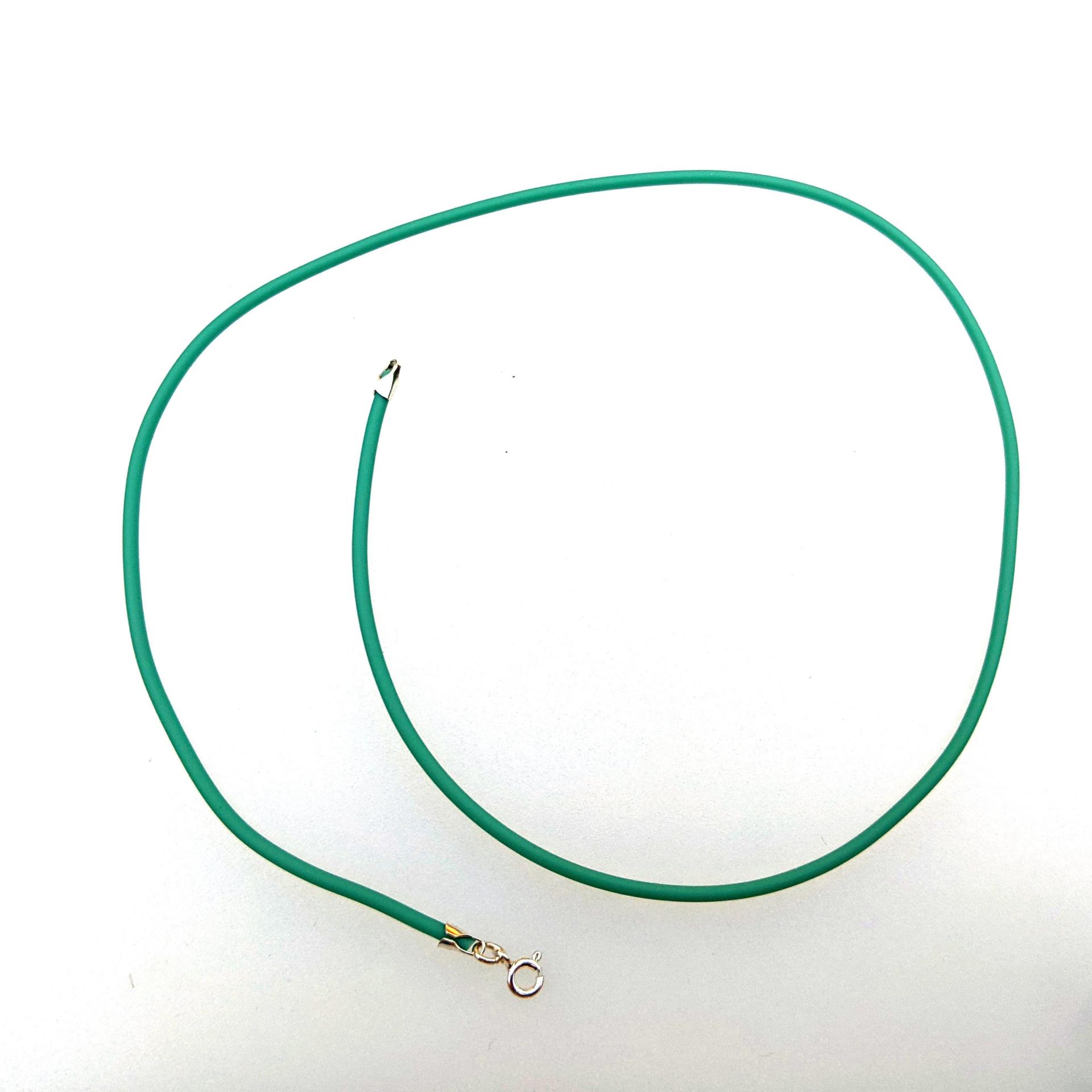 Seafoam Green Rubber Cord Necklace, 2mm, Sterling Clasp, Interchangeable, Teal, 16", 18", 20", 22", 24"