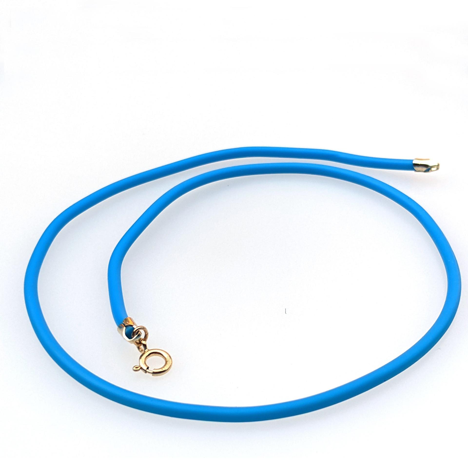 Turquoise Rubber Cord Necklace, 3mm, Gold Filled Clasp, Interchangeable, 16", 18", 20", 22", 24"