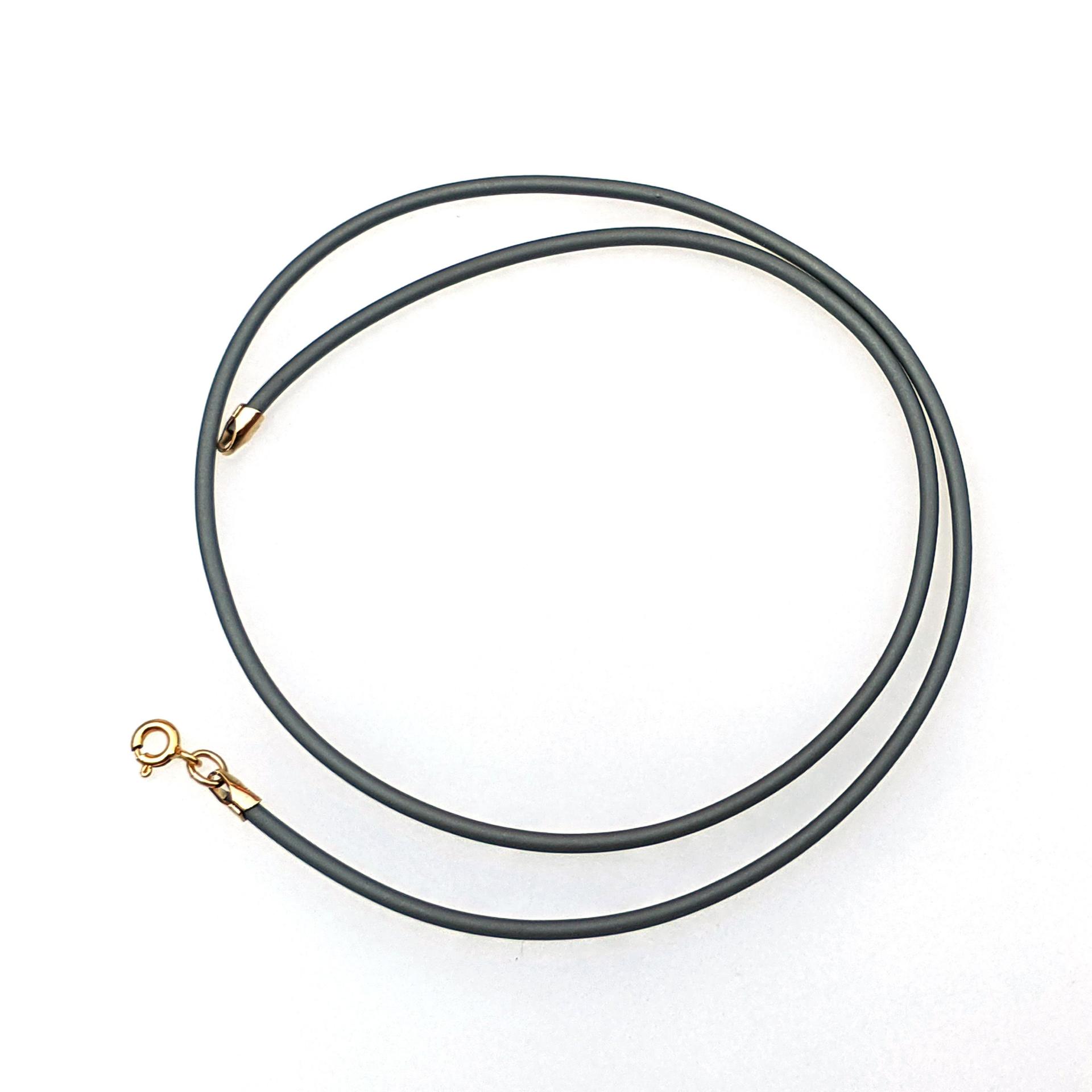 Grey Rubber Cord Necklace, 2 mm, Gold Filled Clasp, Interchangeable, 16", 18", 20", 22", 24"