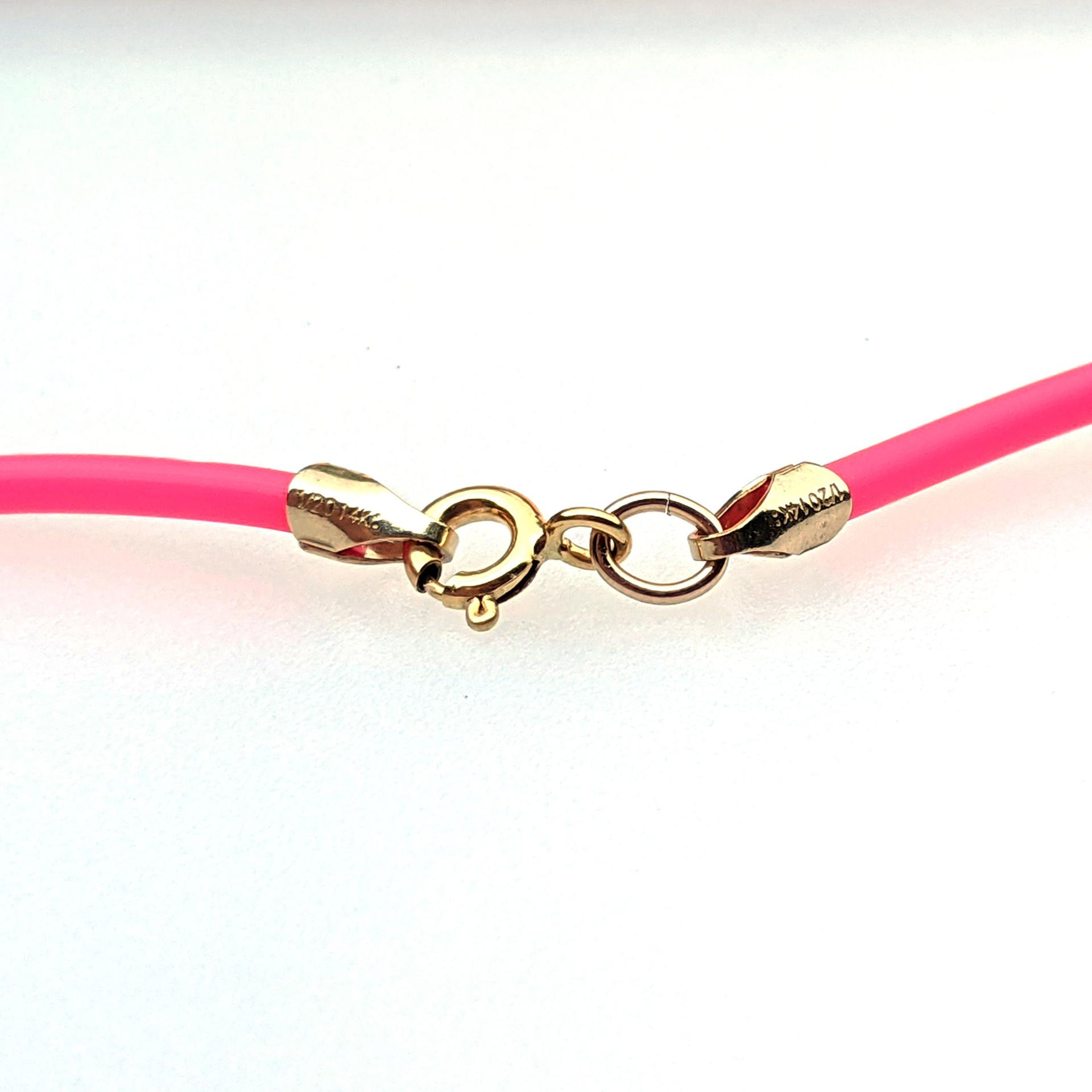 Hot Pink Rubber Cord Necklace, 2mm, Gold Filled Clasp, Interchangeable, 16", 18", 20", 22", 24"